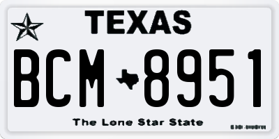 TX license plate BCM8951