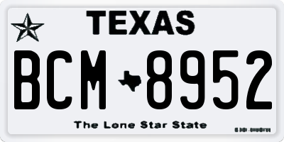 TX license plate BCM8952