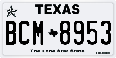 TX license plate BCM8953