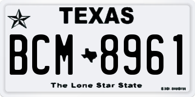 TX license plate BCM8961