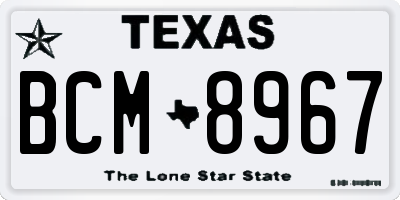 TX license plate BCM8967