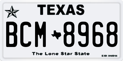 TX license plate BCM8968
