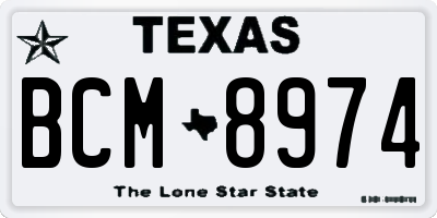 TX license plate BCM8974
