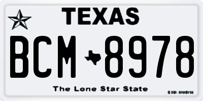 TX license plate BCM8978