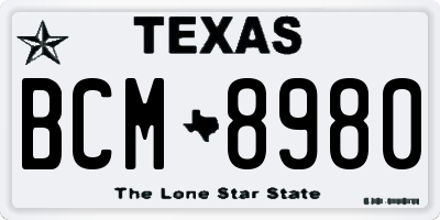TX license plate BCM8980