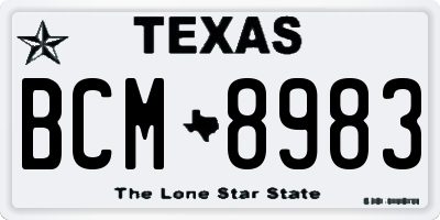 TX license plate BCM8983