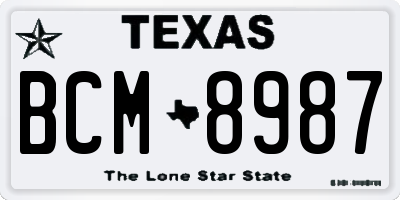 TX license plate BCM8987