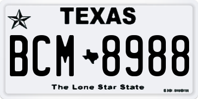 TX license plate BCM8988