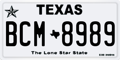 TX license plate BCM8989