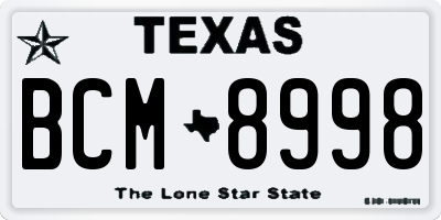 TX license plate BCM8998