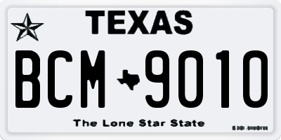 TX license plate BCM9010