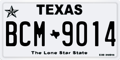 TX license plate BCM9014