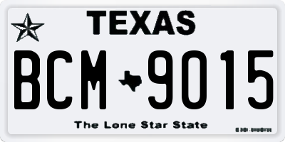 TX license plate BCM9015