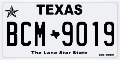 TX license plate BCM9019