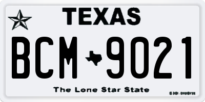 TX license plate BCM9021