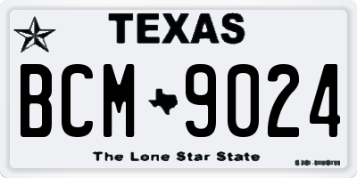 TX license plate BCM9024