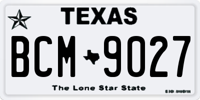 TX license plate BCM9027