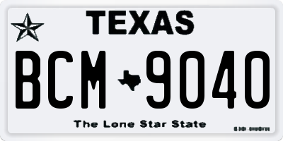 TX license plate BCM9040