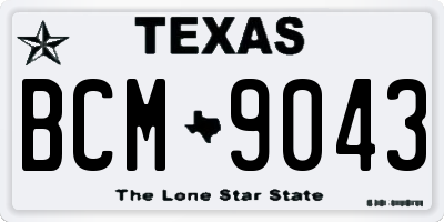 TX license plate BCM9043
