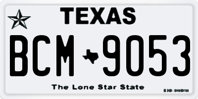 TX license plate BCM9053
