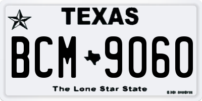 TX license plate BCM9060