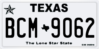 TX license plate BCM9062