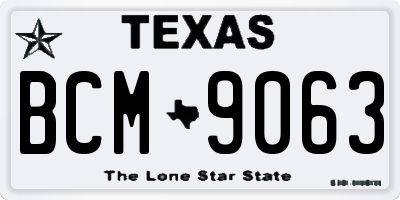 TX license plate BCM9063