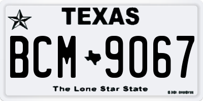 TX license plate BCM9067