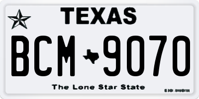 TX license plate BCM9070