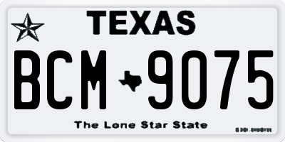 TX license plate BCM9075