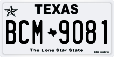 TX license plate BCM9081
