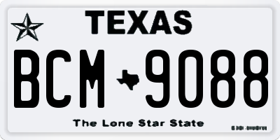 TX license plate BCM9088