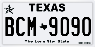 TX license plate BCM9090