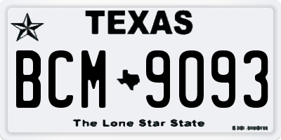 TX license plate BCM9093
