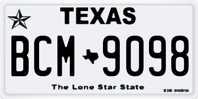 TX license plate BCM9098
