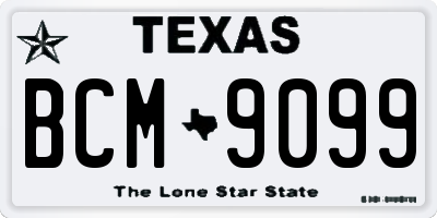 TX license plate BCM9099
