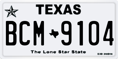 TX license plate BCM9104