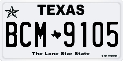 TX license plate BCM9105