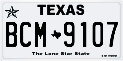 TX license plate BCM9107