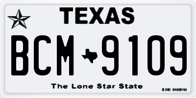 TX license plate BCM9109