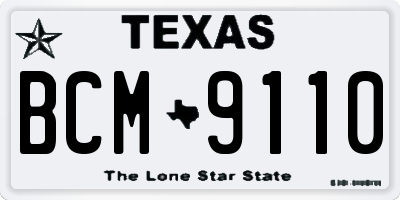 TX license plate BCM9110