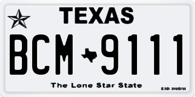 TX license plate BCM9111