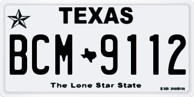 TX license plate BCM9112