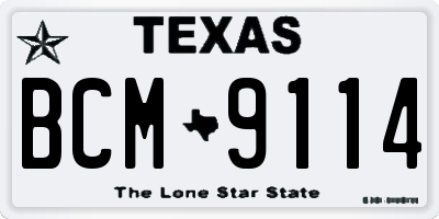TX license plate BCM9114