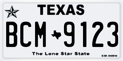 TX license plate BCM9123