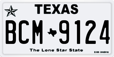 TX license plate BCM9124