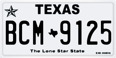 TX license plate BCM9125