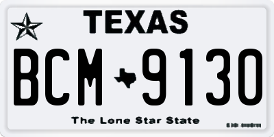 TX license plate BCM9130