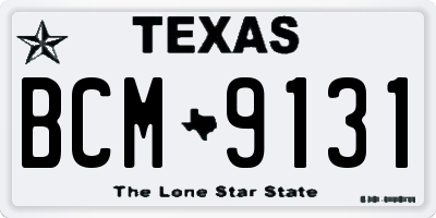 TX license plate BCM9131