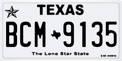 TX license plate BCM9135